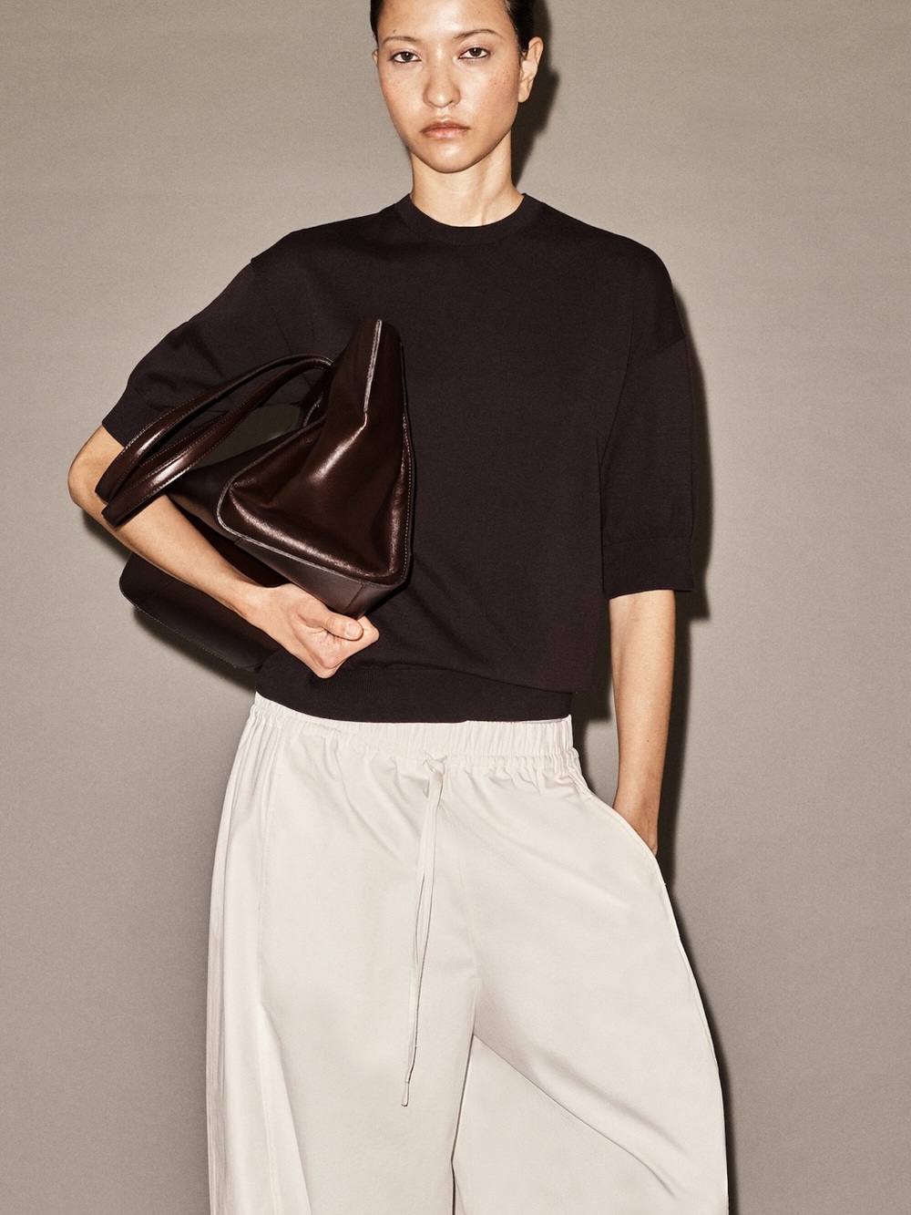 COS White Cotton Poplin Barrel Leg Pull-on Pants - Picture 8 of 9